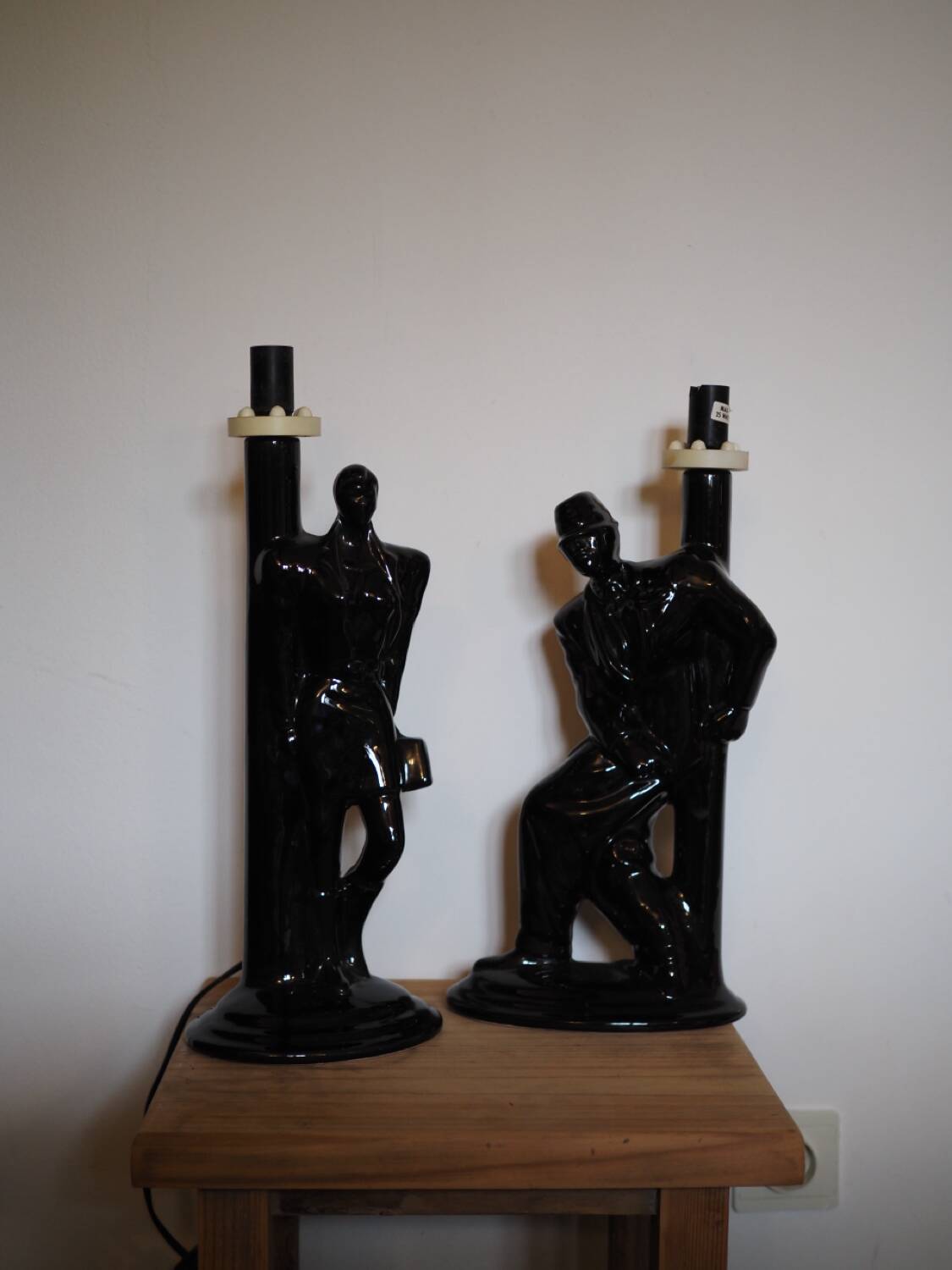 Black porcelain detective lamp, 80s