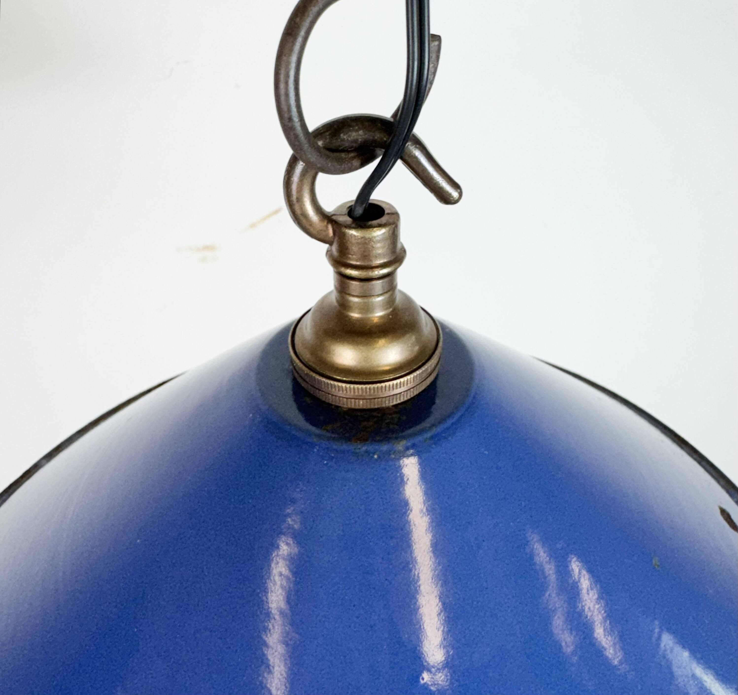 Industrial Blue Enamel Factory Pendant Lamp, 1950s