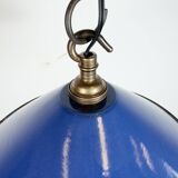 Industrial Blue Enamel Factory Pendant Lamp, 1950s