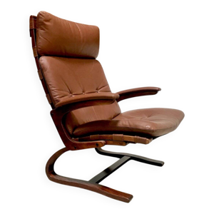 fauteuil en cuir scandinave - 1960