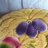 Plat rond barbotine de fruits Sarreguemines