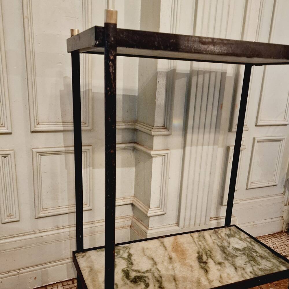 Old marble brass metal console.
