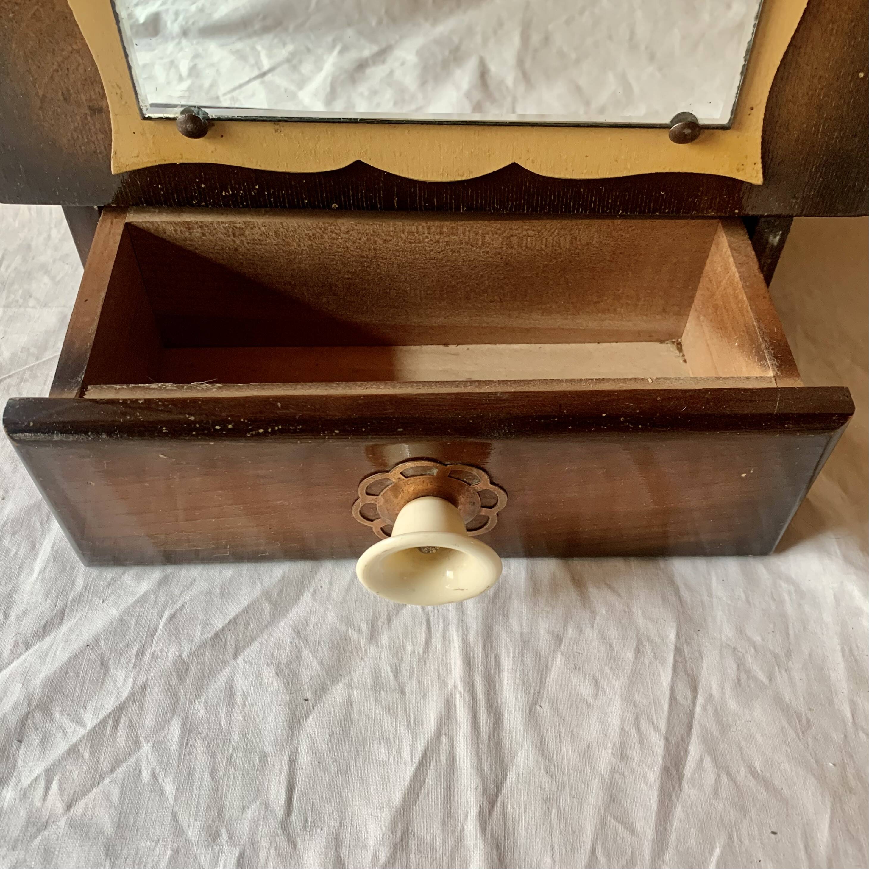 Small Art Deco wooden wall shelf