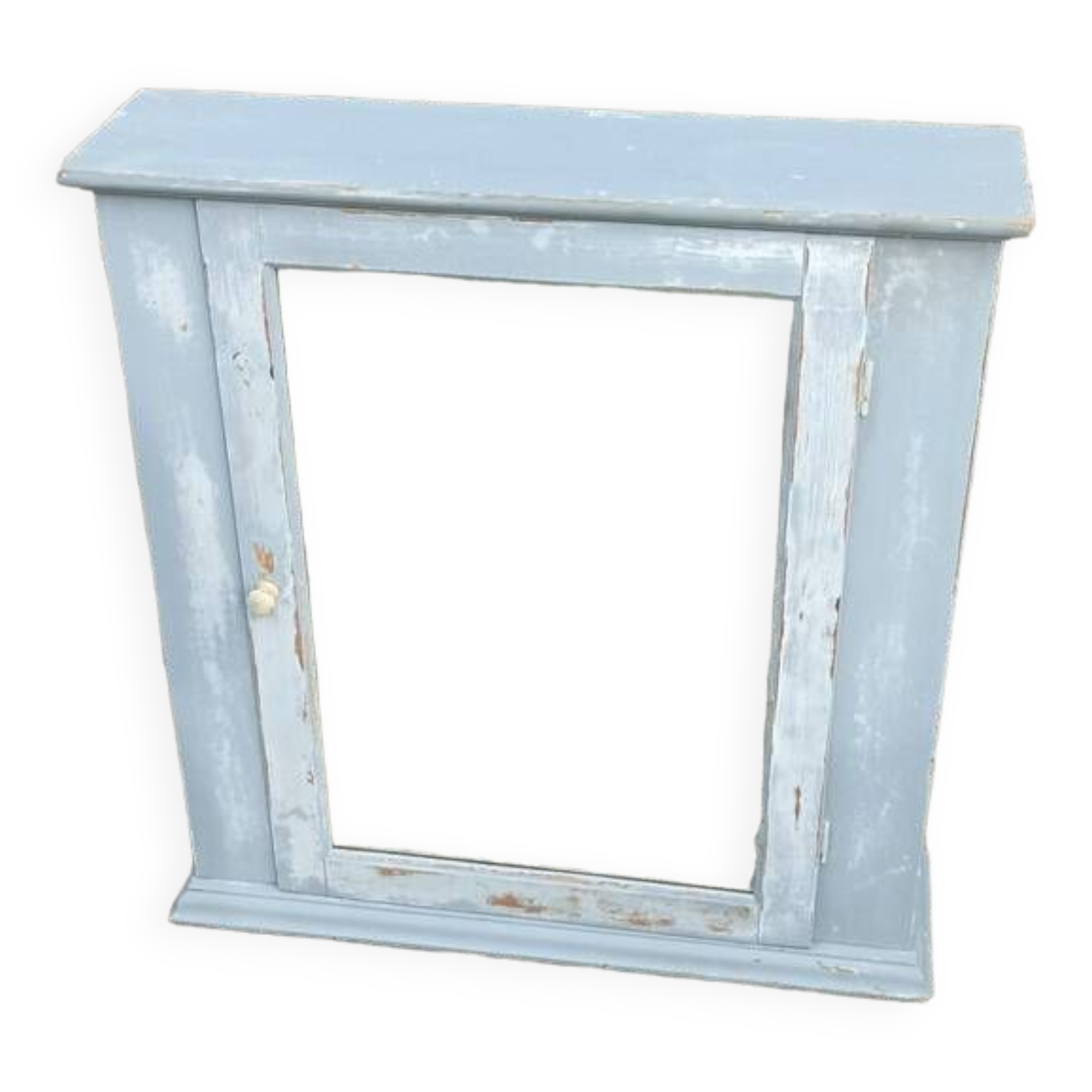 Solid gray wood cabinet with mirror door