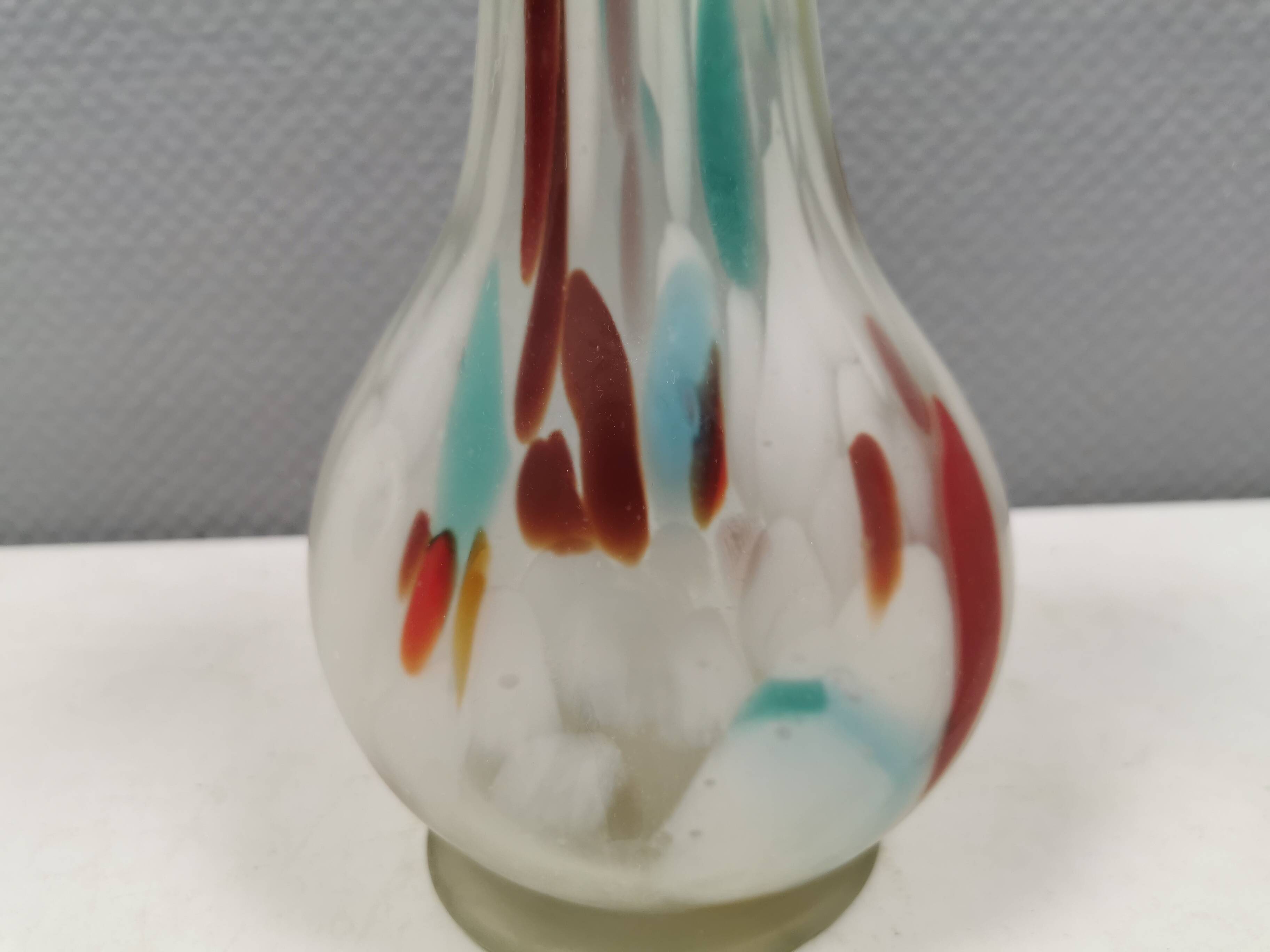 Vintage Seguso Venezia Harlequin style glass vase Italy 1970-80s.
