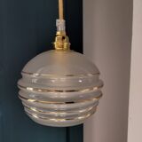 Frosted glass lamp with golden trims