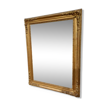 Wood mirror and golden Stuk