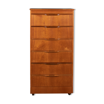 Retro teak 1960s tall tallboy chest of drawers by stonehill