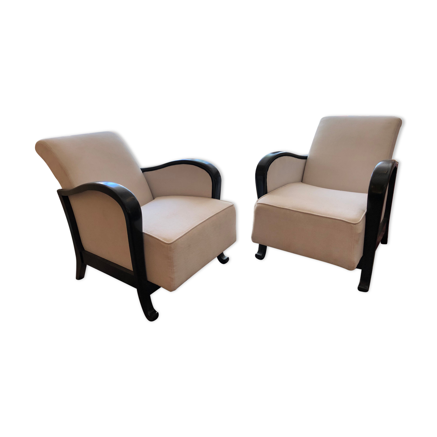 Pair of art deco armchairs with system