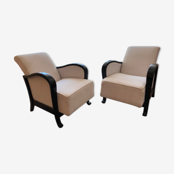 Pair of art deco armchairs with system