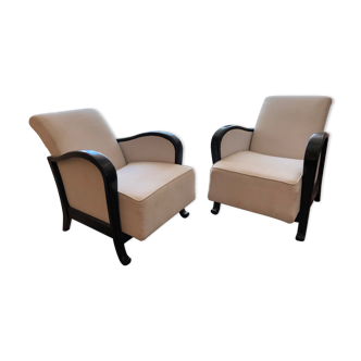 Pair of art deco armchairs with system