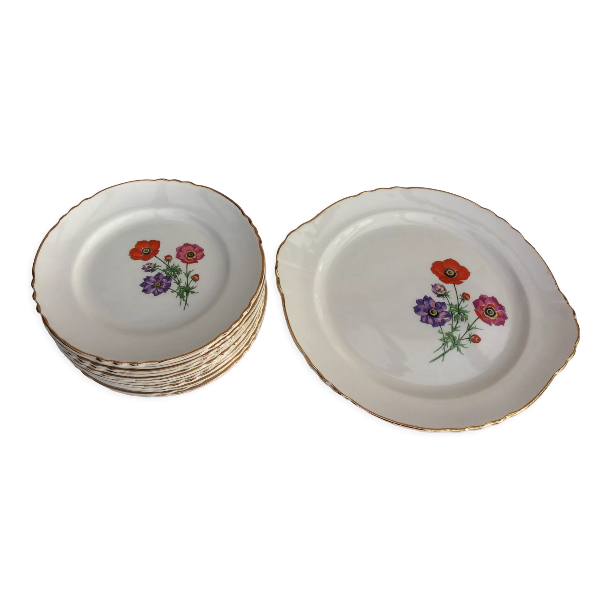 Cake service Orchies Moulin des Loups Model BEAULIEU - vintage