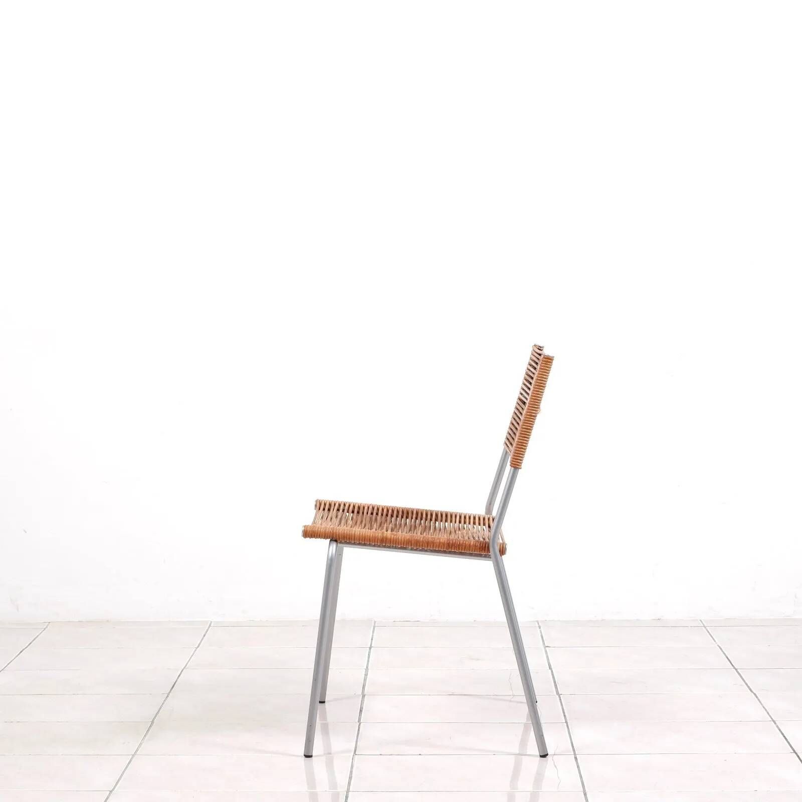 “Miss B” steel lacquered aluminium classic chair by Tito Agnoli