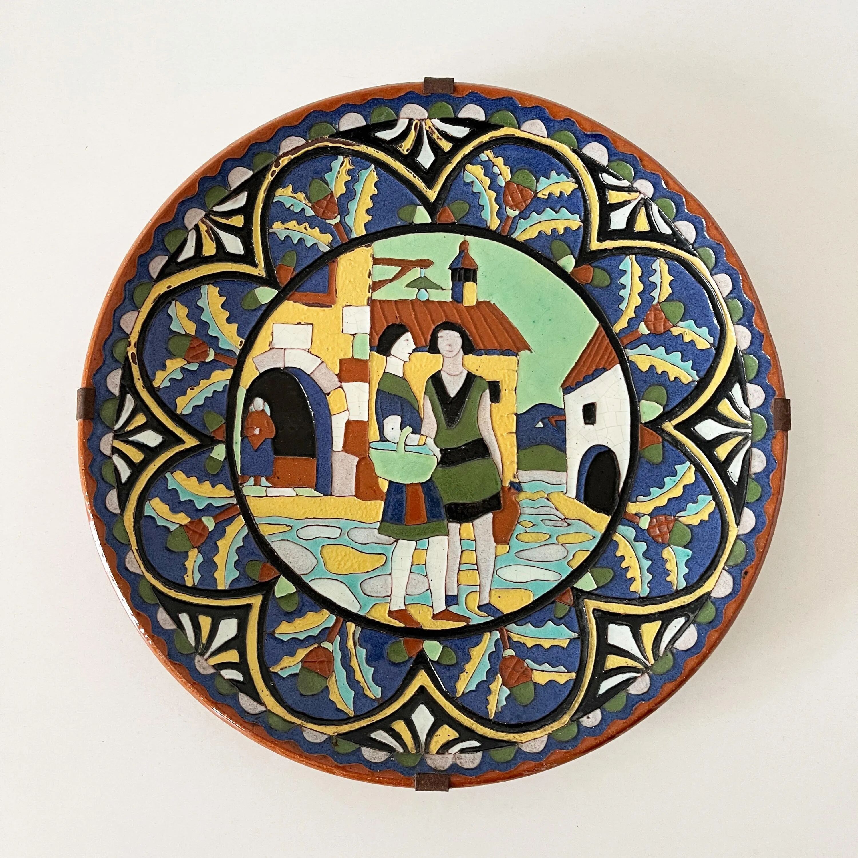 Large glazed terracotta dish