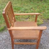 Scandinavian armchair of the 50s in cherry tree sitting in rope