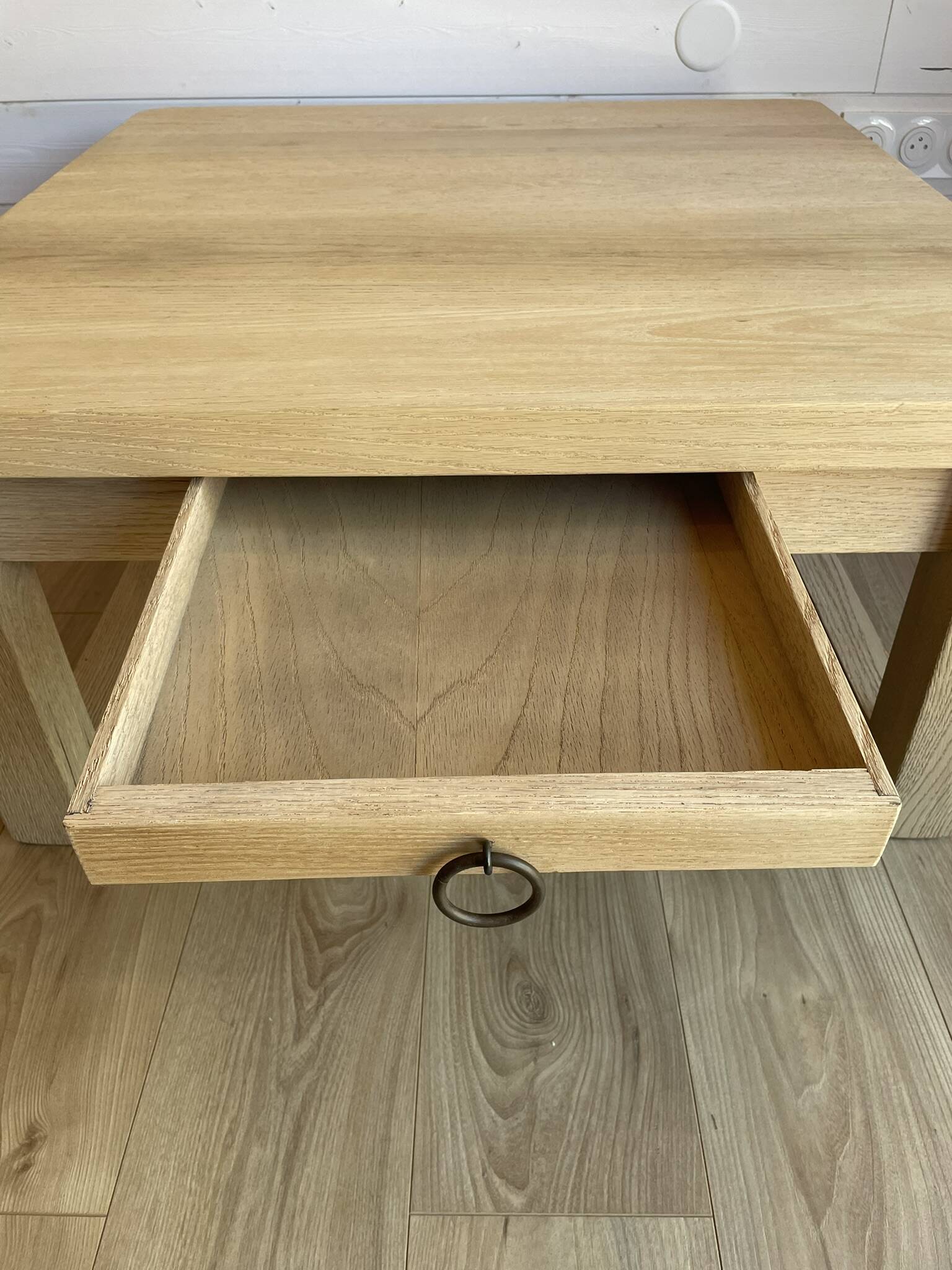 Large antique coffee table in sandblasted solid oak - Rustic chic style