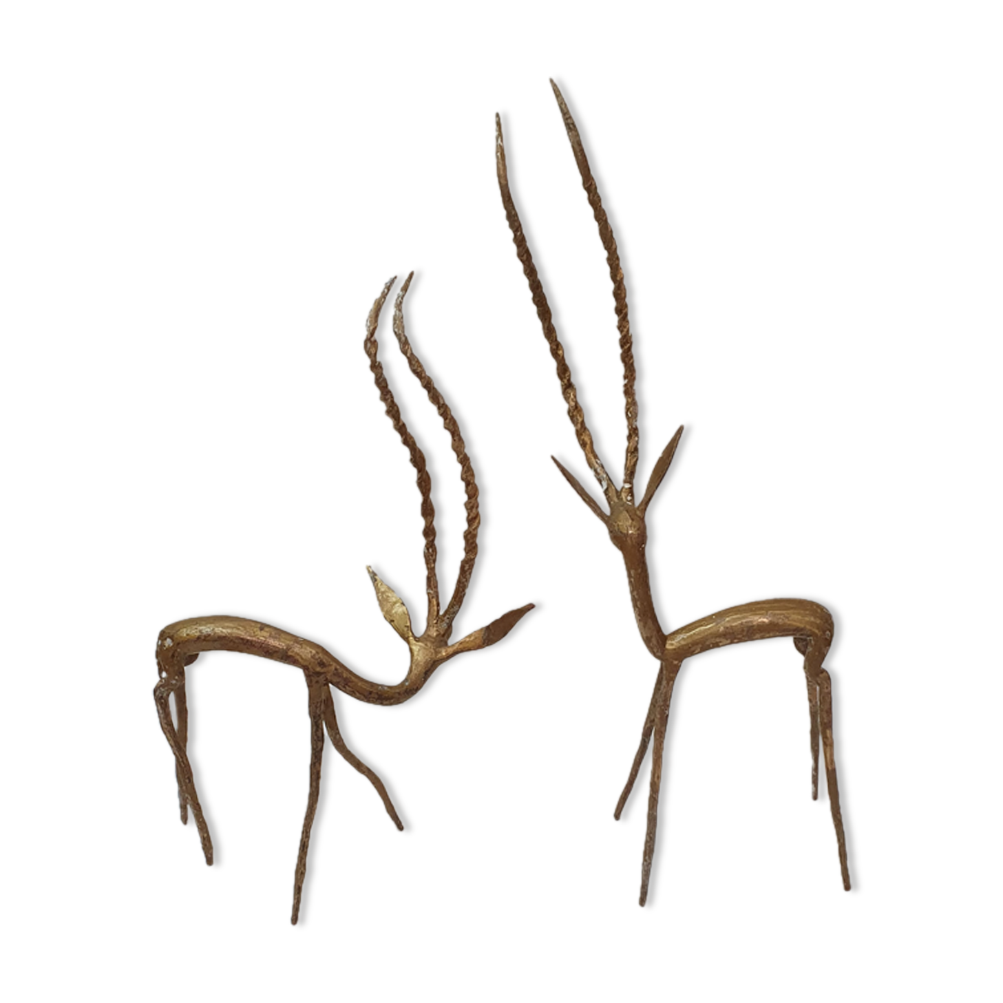 2 gazelles in African bronze, 1970