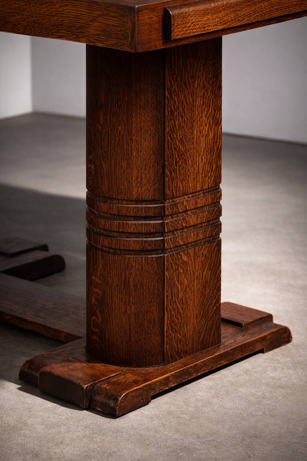 French Art Deco oak table, Dudouyt, 1940