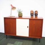 Buffet danois en teck vintage Commode portes coulissantes tiroirs