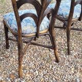 Maugrion rattan table and its 4 chairs