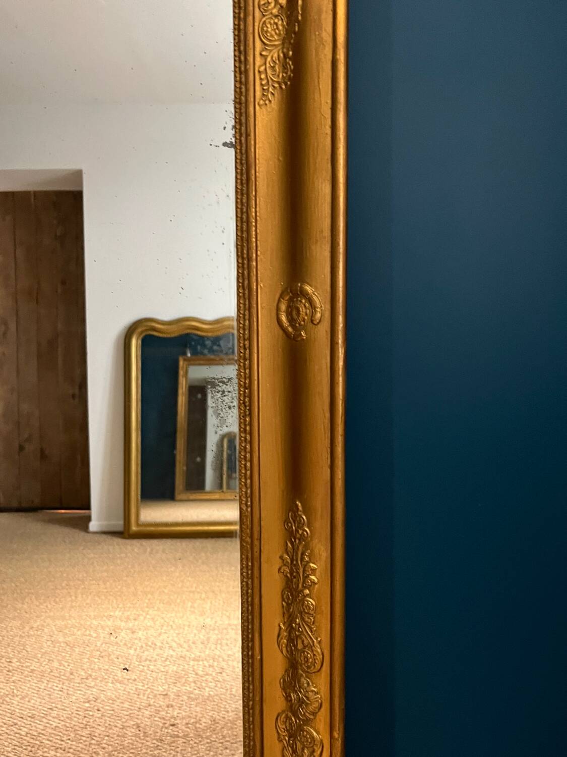 Old mirror 148.5cm/115.5cm mercury glass