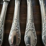 Series of 12 entremet knives in silver metal stainless steel blade louis XV Marly floral style