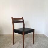 6 scandinavian chairs wood and black skai