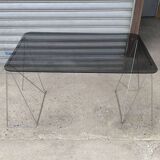 Bureau en verre fumé et chrome 1970