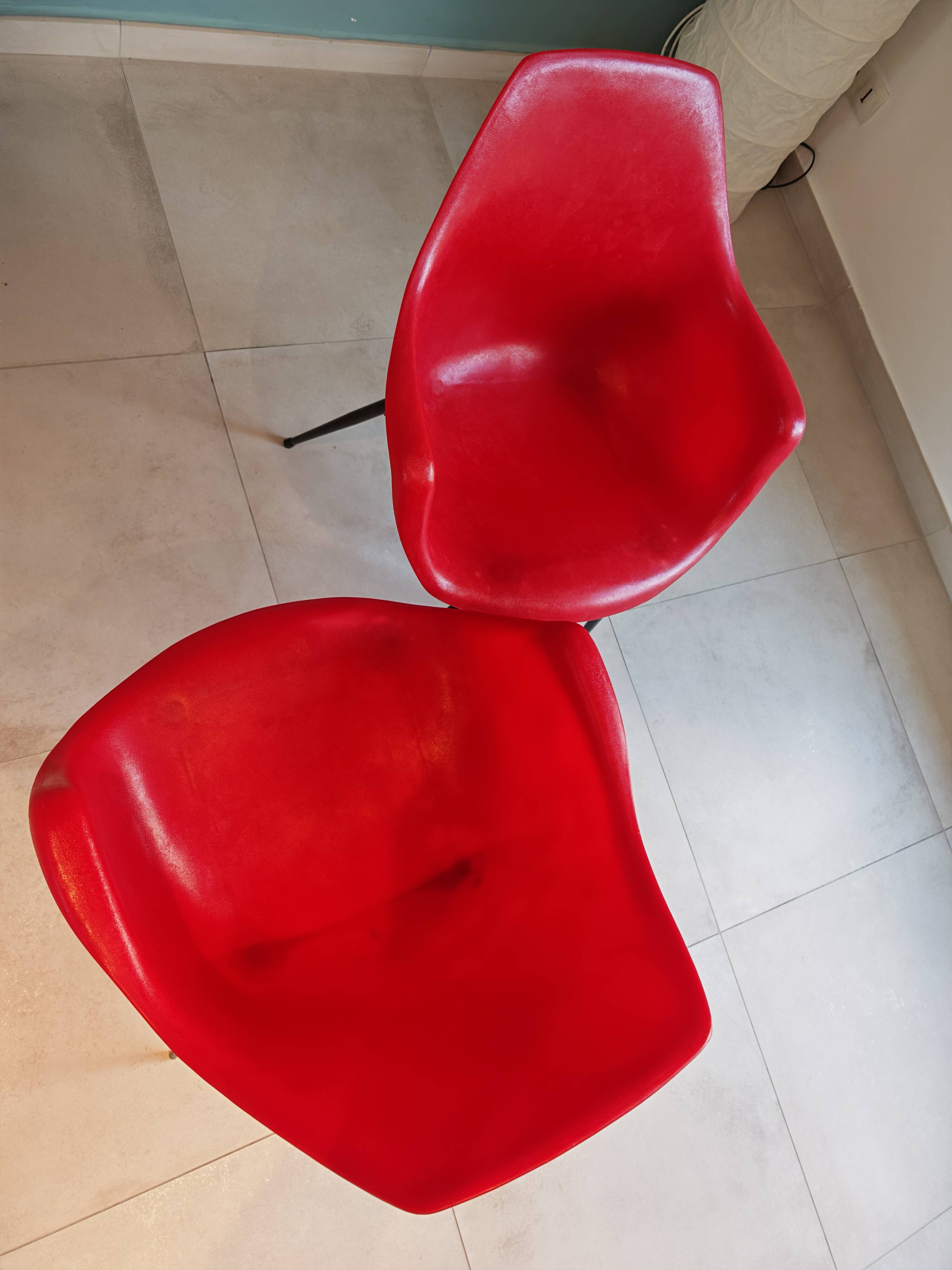 Pair of Vintage Space Age Red Armchairs 1970
