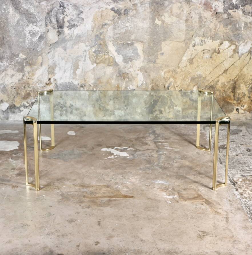 Brass and glass coffee table model T24 by Peter Ghyczy