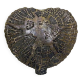 Large vintage ceramic heart-shaped vase signed 80s 35X38 cm