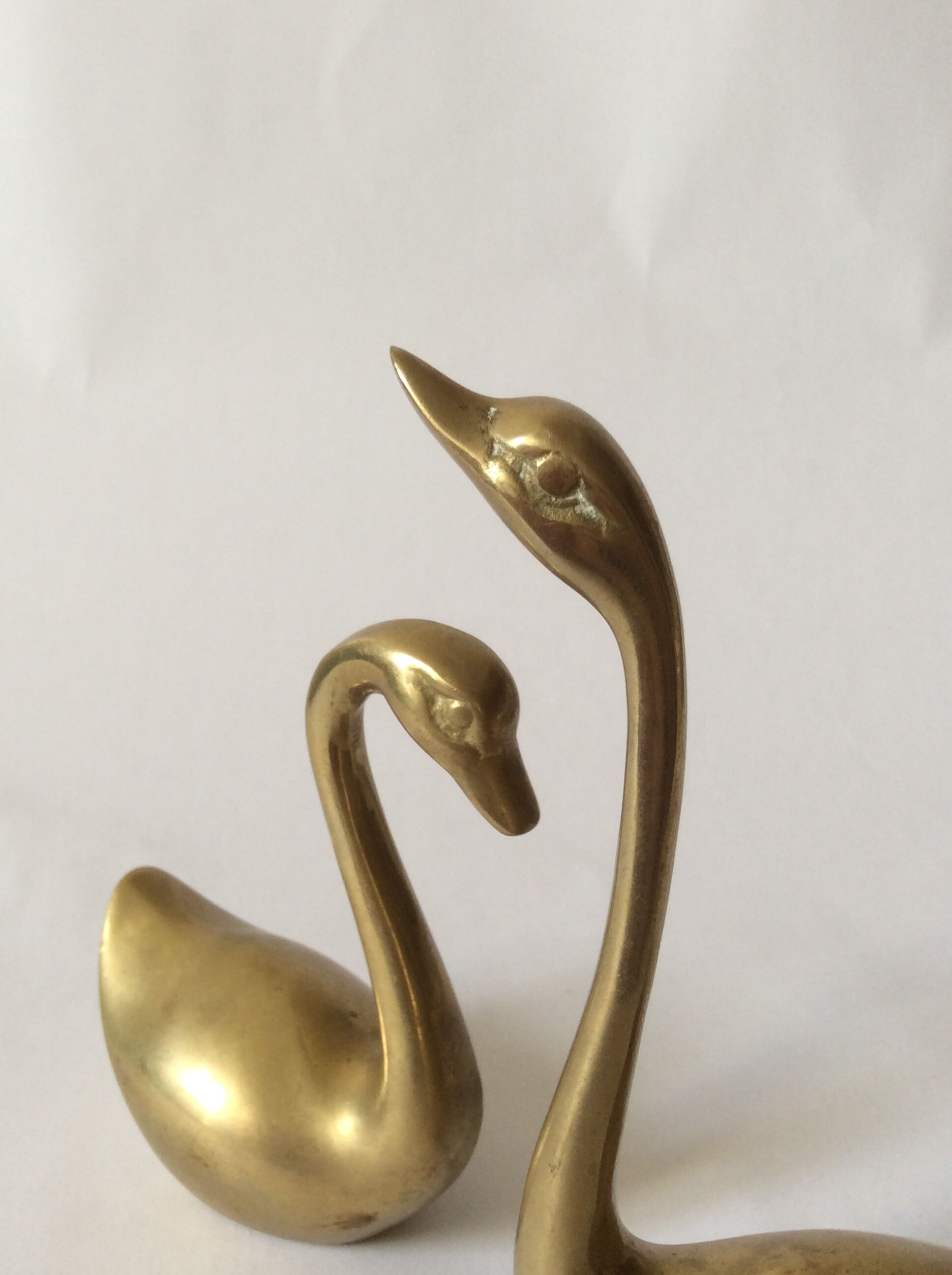Set of 2 vintage brass swans