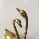 Set of 2 vintage brass swans