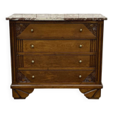 Art Deco period chest of drawers in oak with marble top