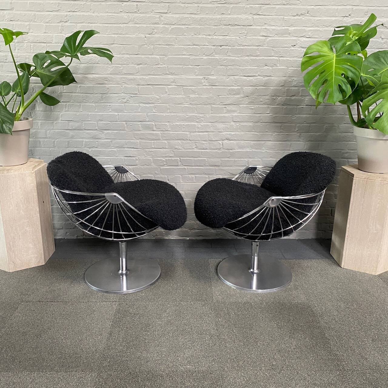 Pair atomic ball chairs by Rudi Verelst for Novalux - Belgium 1974