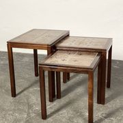 Danish nesting tables in rosewood and ceramic by Willy Ryomgard, Mo.