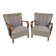 Set Of Two Armchairs In Floral Fabric & Dark Polished Wood, Danish Design From 1960s