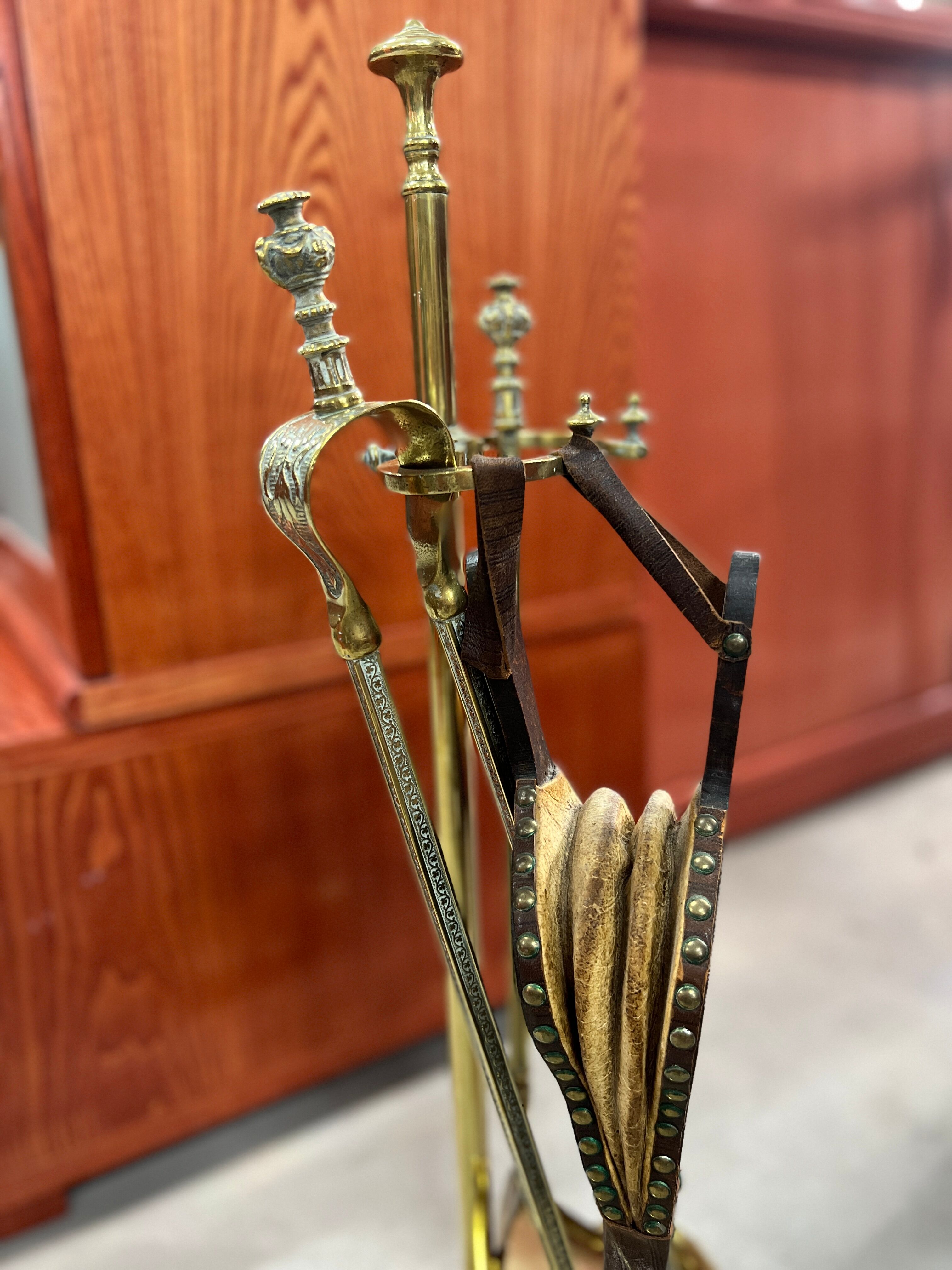 Vintage brass fireplace servant
