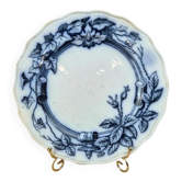 Assiette ancienne anglaise BWM & Co – modèle Rose & Ivy – registre 1868 – décor bleu noir