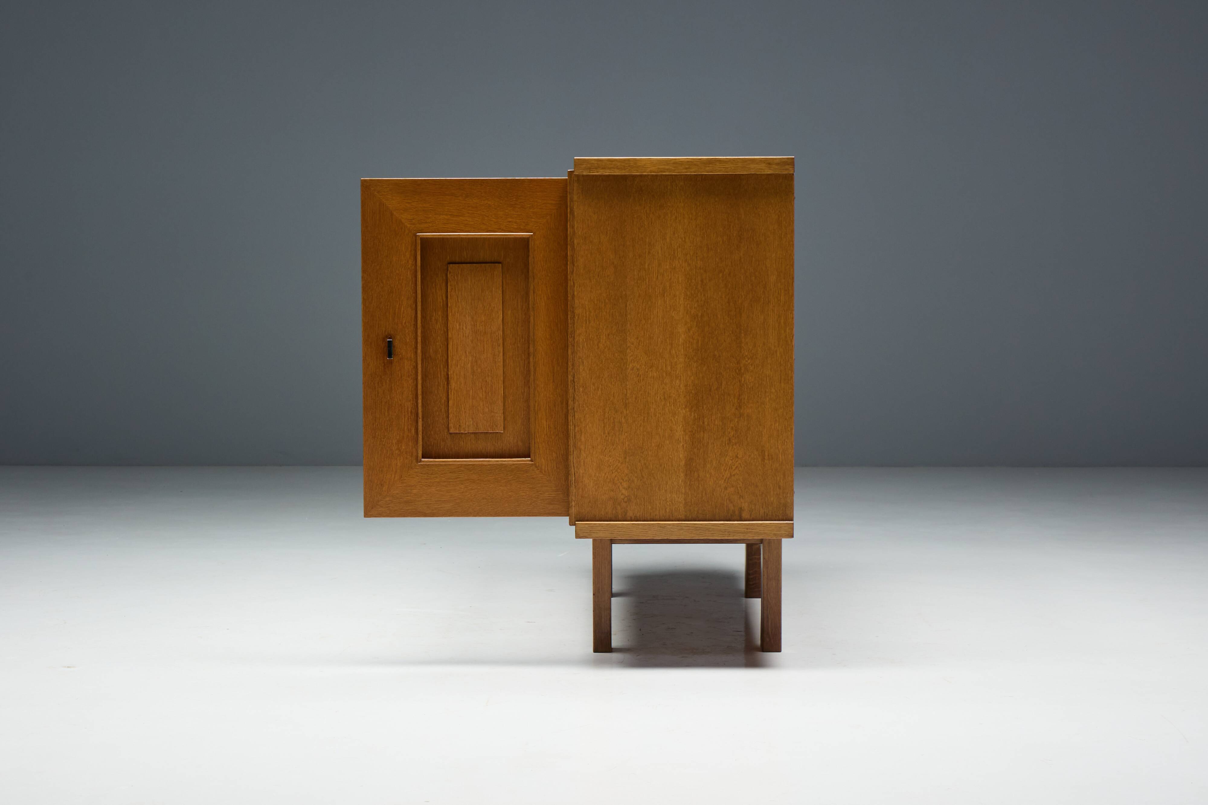 Brutalist Oak Cabinet, Belgium, 1960s