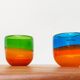 Set of 2 vintage German coloured glass bowls by Eisch.