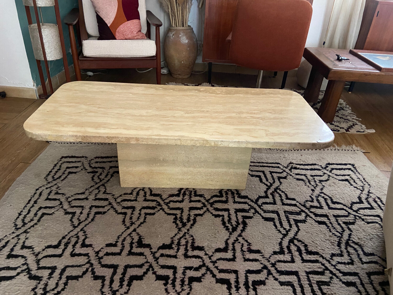 Travertine coffee table in the 70s