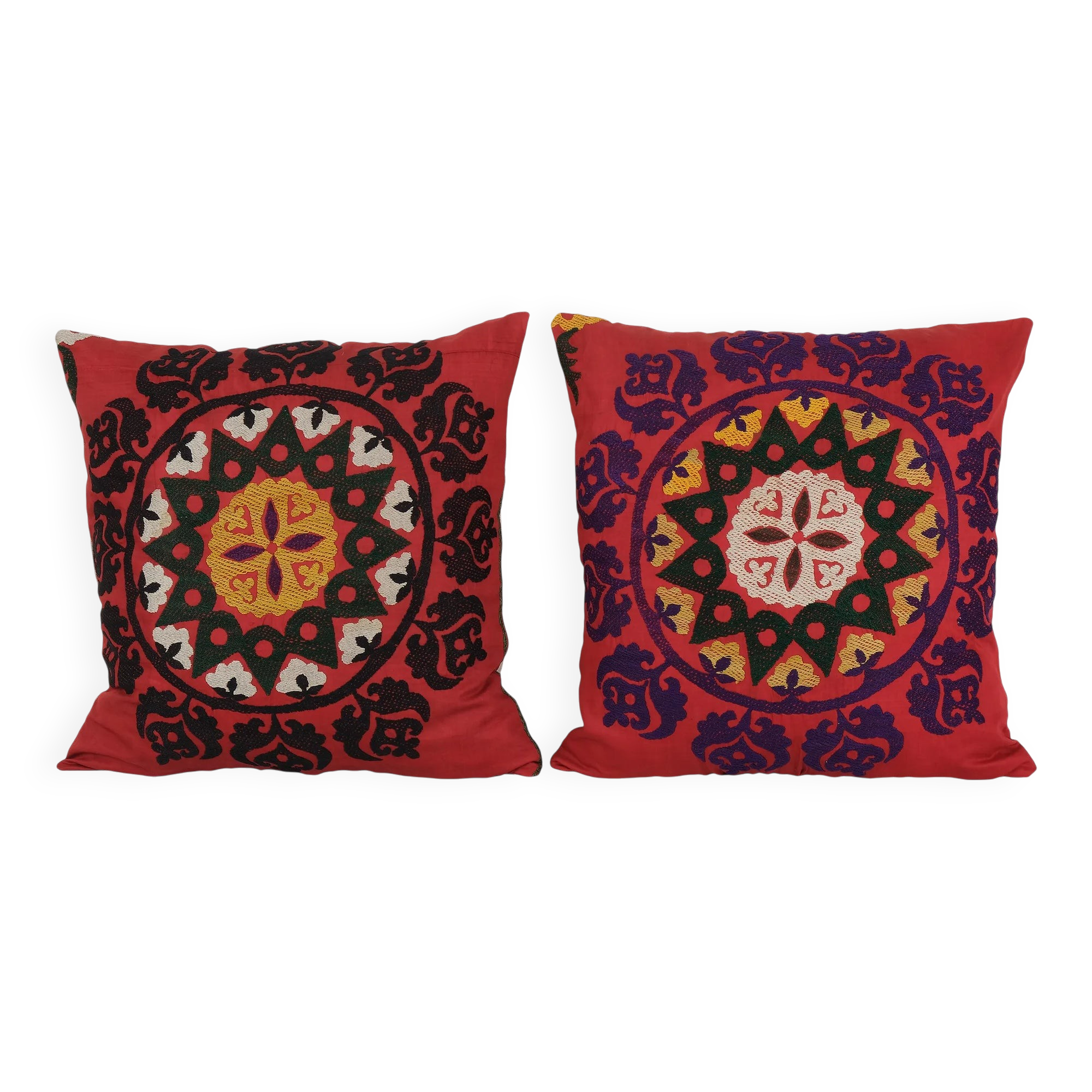Set of 2 vintage embroidered cushion covers 56x58 cm