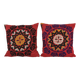 Set of 2 vintage embroidered cushion covers 56x58 cm