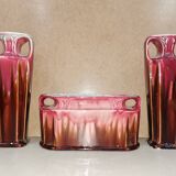 Pair of vases + art nouveau planter orchies slip fireplace trim
