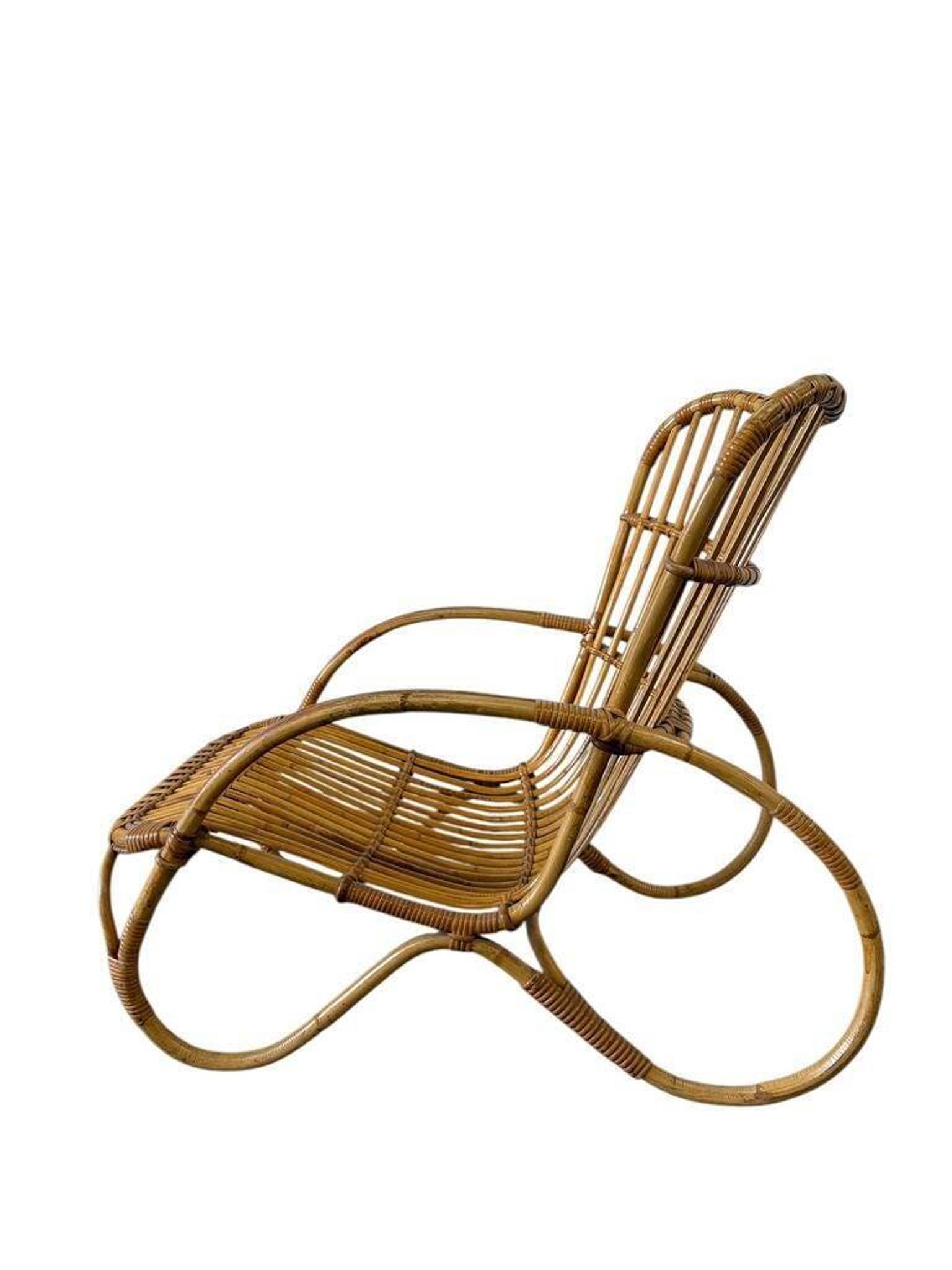 Fauteuil vintage en rotin / fauteuil une place / chaise lounge