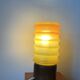 Vintage Bedside Lamp Wood Base & Yellow Orange Glass, VEB Lighting, GDR