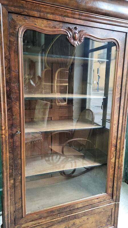 19th Century Walnut Library Display Cabinet with 1 Door