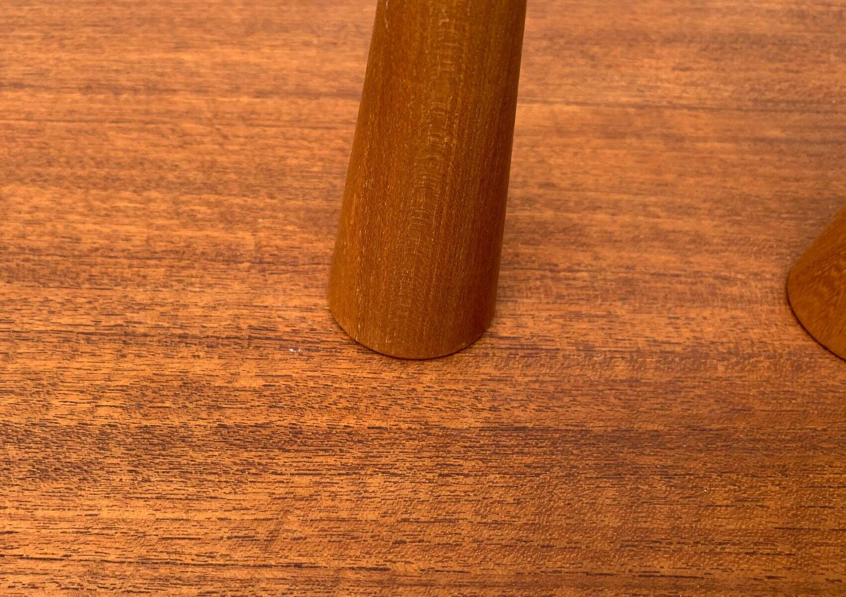 Vintage Danish teak candle holders, set of 2.