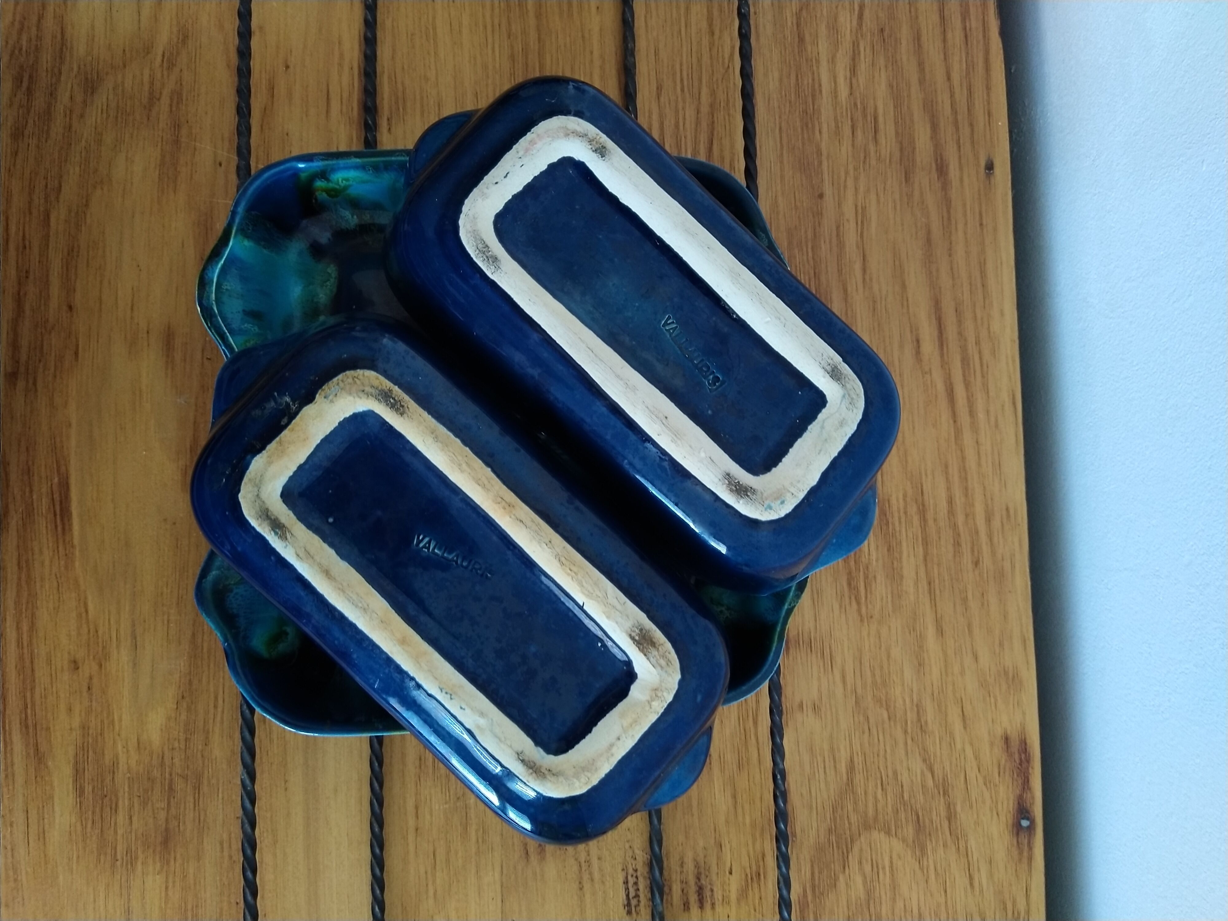 Vintage ceramic aperitif tray of vallauris blue